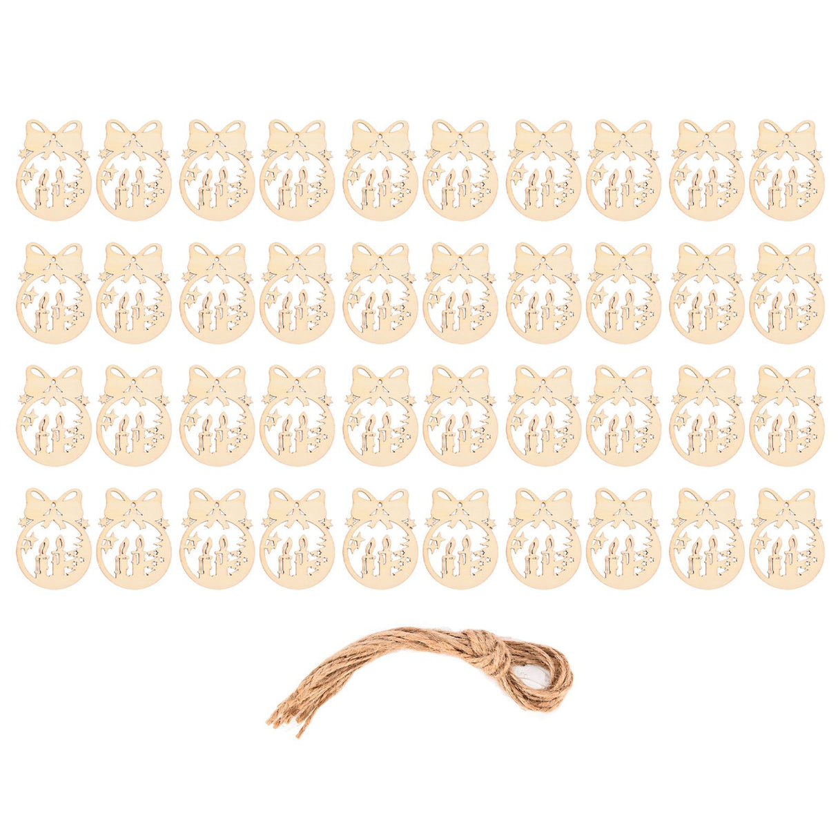 40Pcs Wooden Christmas Tree Decor Hanging Ornaments Set Hollow Wood Tree Pendant for Festival Party Celebration