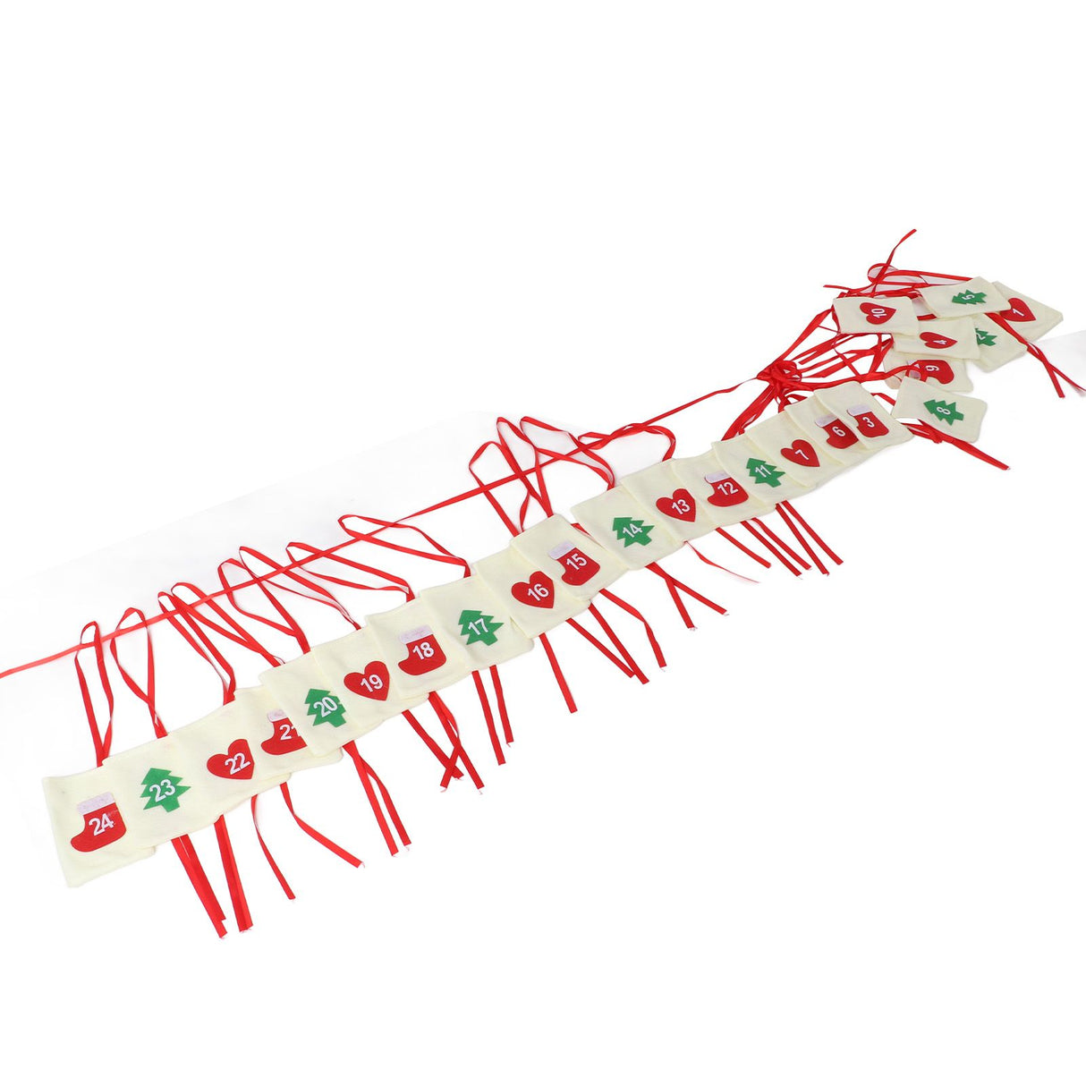 Christmas Advent Calendar Bags Hanging 24 Days Countdown Calendar Pocket for Party Celebration Decoration