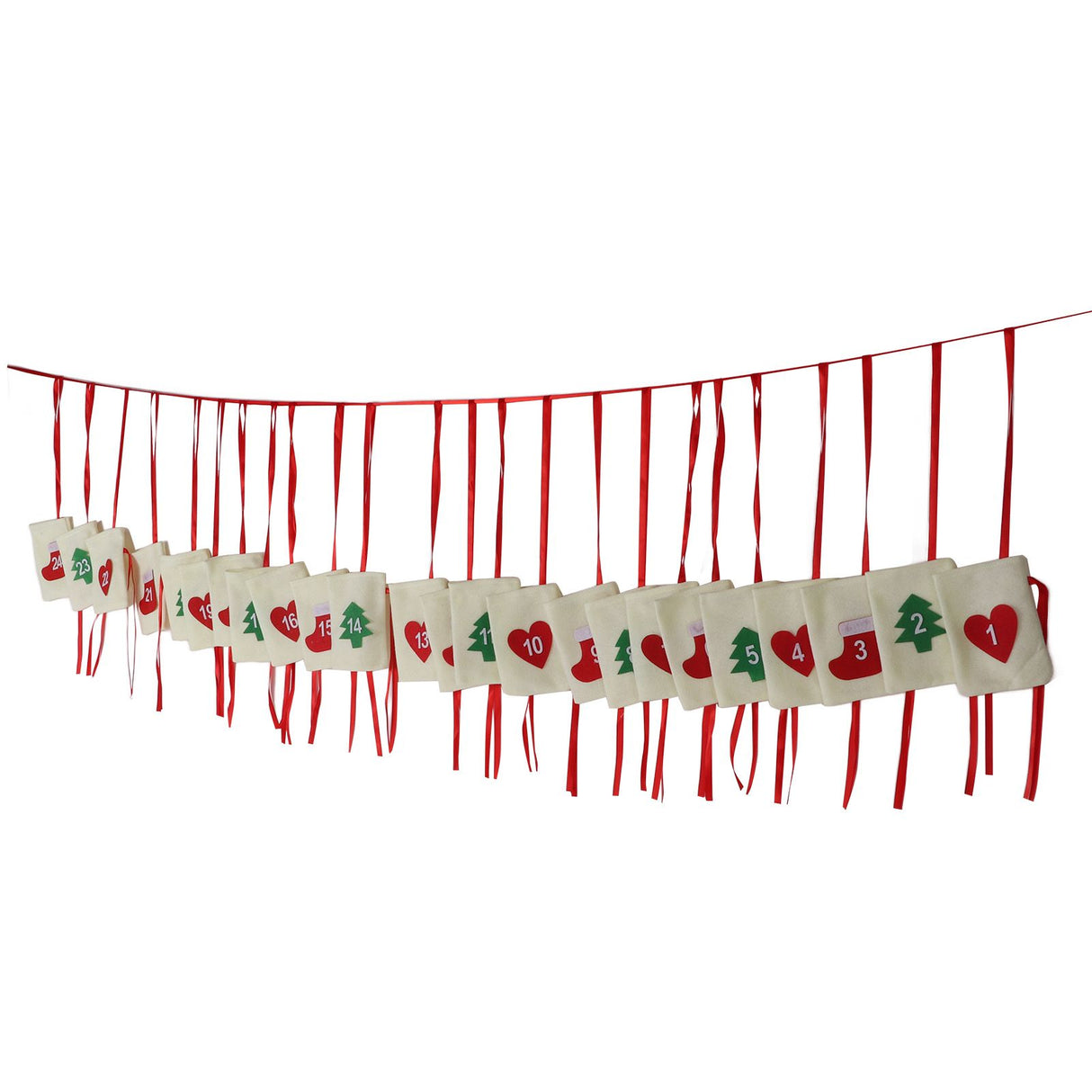 Christmas Advent Calendar Bags Hanging 24 Days Countdown Calendar Pocket for Party Celebration Decoration