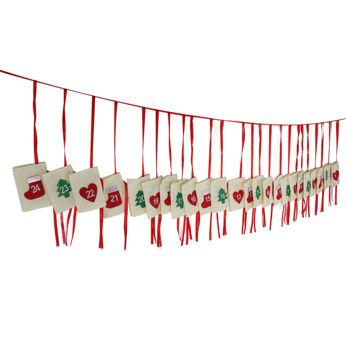 Christmas Advent Calendar Bags Hanging 24 Days Countdown Calendar Pocket for Party Celebration Decoration