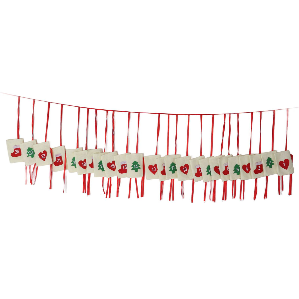 Christmas Advent Calendar Bags Hanging 24 Days Countdown Calendar Pocket for Party Celebration Decoration