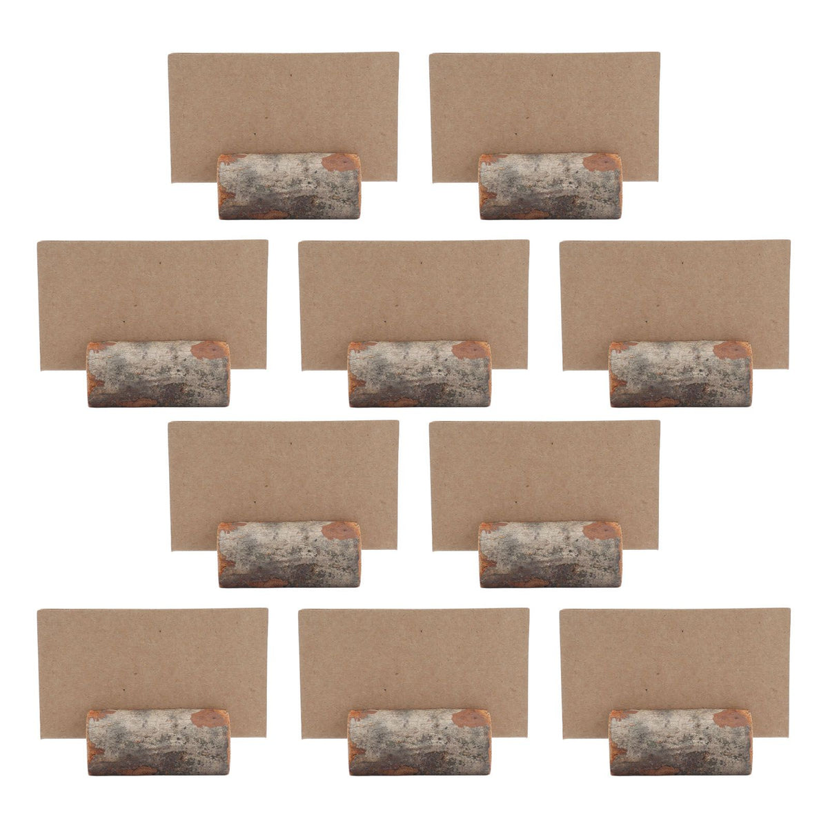 10pcs Wood Memo Holder Circular Decorative Desktop Wooden Photo Stand with Kraft Paper Cards for Weddings Home