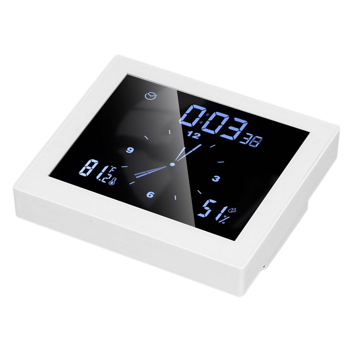 5in Wall Shower Clock Digital Timer Alarm Temperature Humidity Display Waterproof for Home BathroomWhite