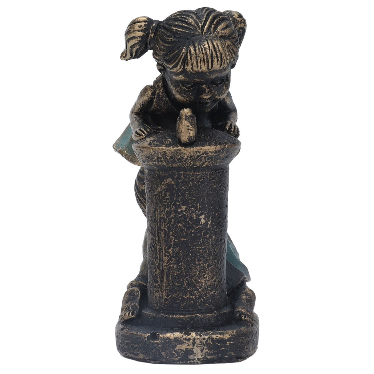 Girl Boy Drink Water Statue Garden Sculpture Resin Courtyard Ornament for Indoor Outdoor Decoration