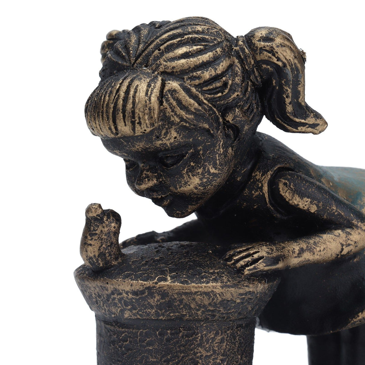 Girl Boy Drink Water Statue Garden Sculpture Resin Courtyard Ornament for Indoor Outdoor Decoration