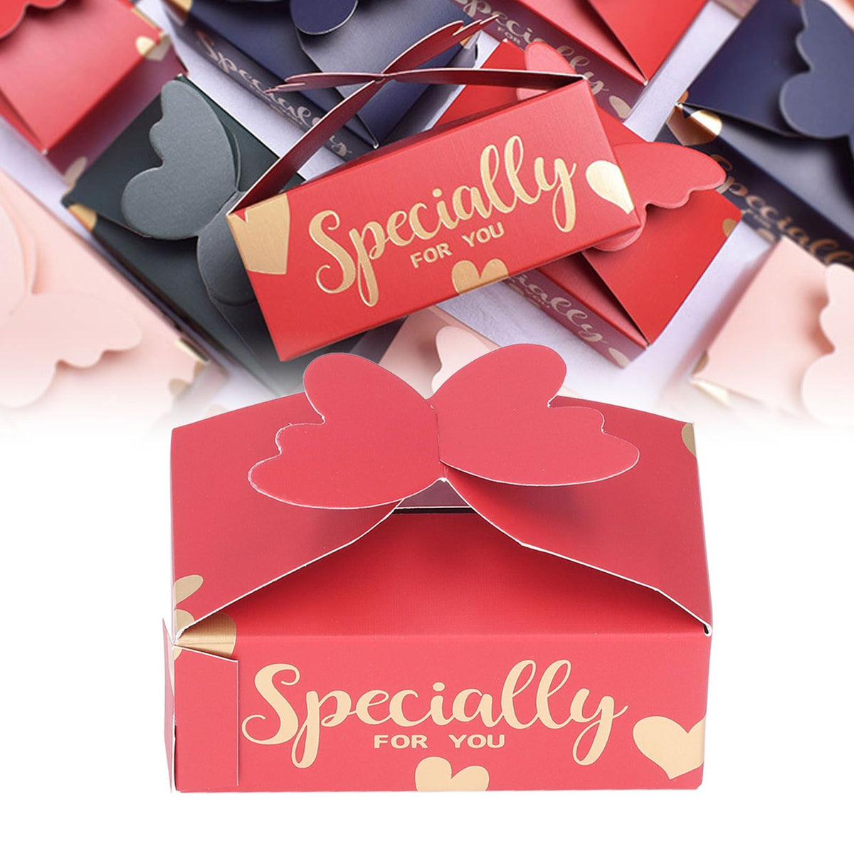 50pcs Favor Boxes Safe Durable Exquisite Lovely Gold Red Compact Portable Wedding Bags for Parties Birthdays