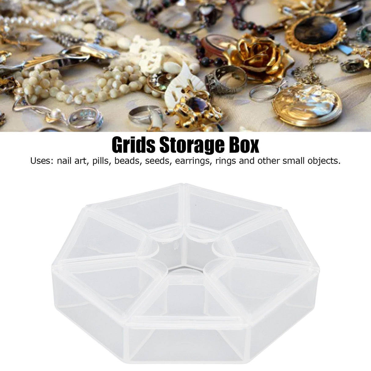 7 Grids Storage Box Clear Plastic Organizer Containers for Fishing Jewelry Pills
