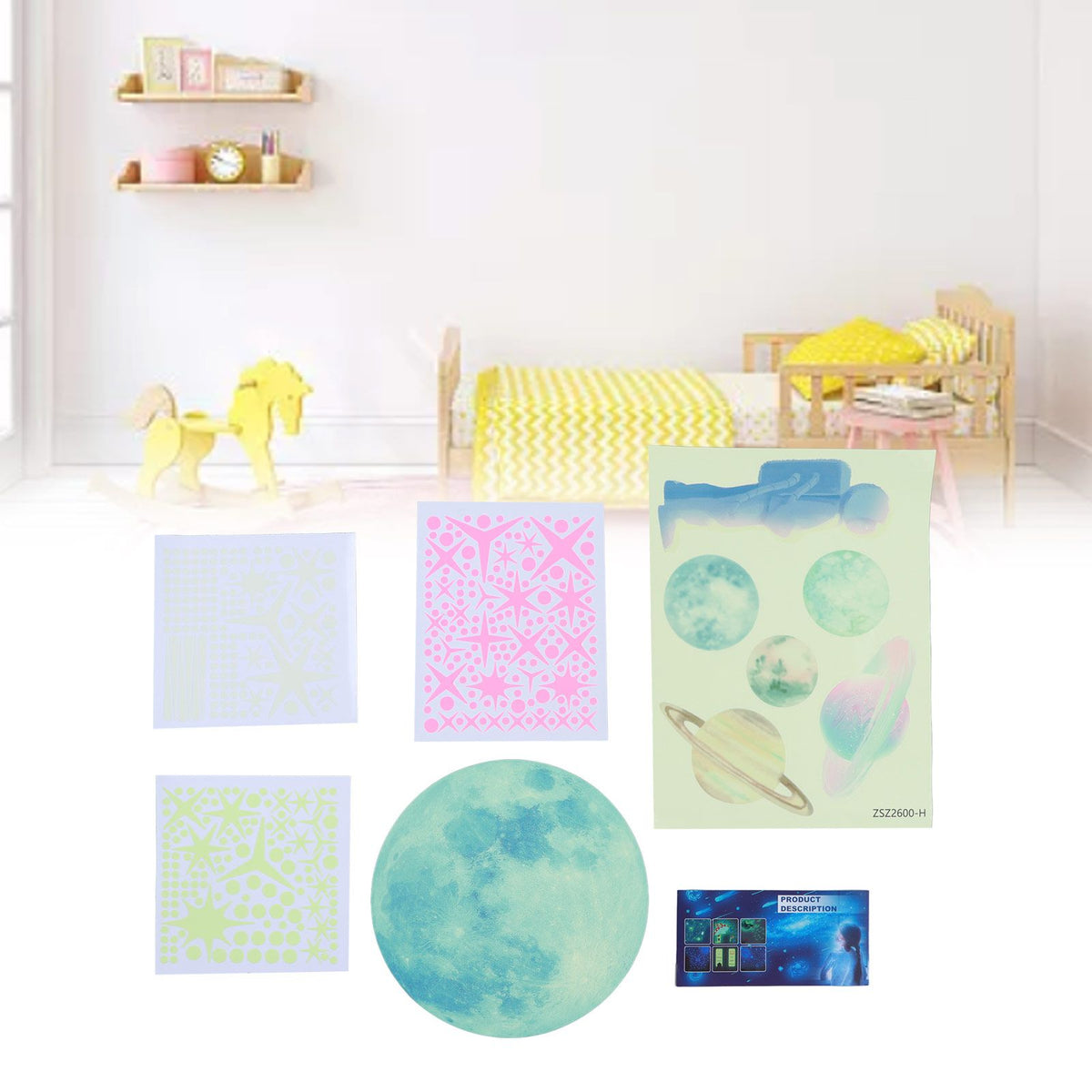Glowing Stars Astronaut Wall Decals Solar System Planets Stickers for Kids Girls Boys Bedroom Decoration