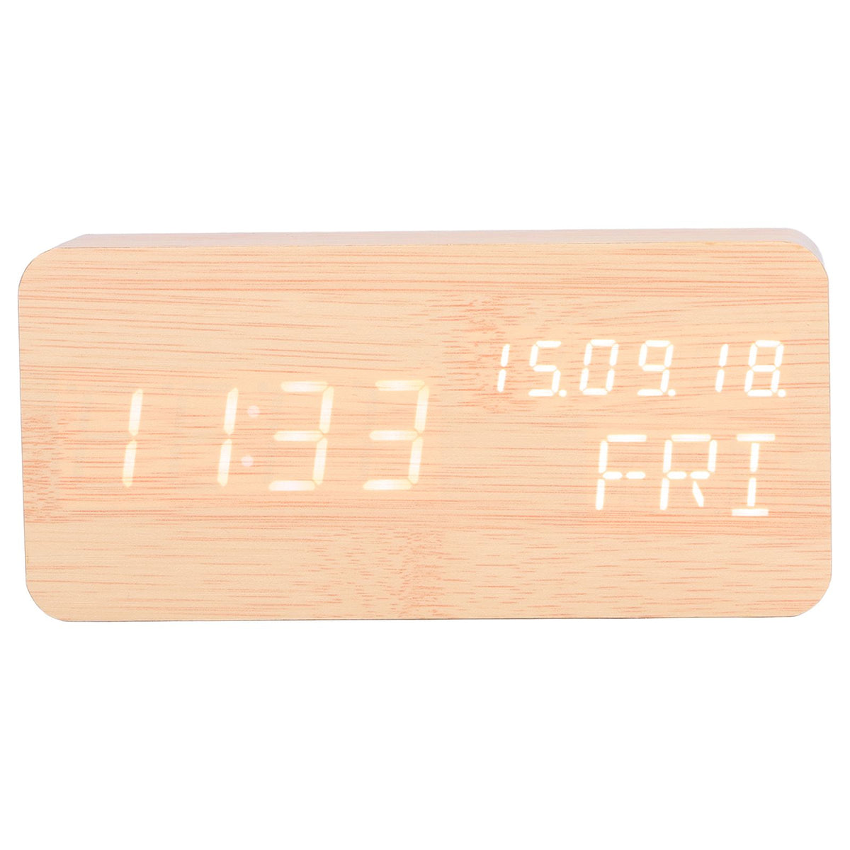 LED Digital Alarm Clock Wooden Alarm Clock Sound Control 3 Brightness Adjustment for Living Room Office