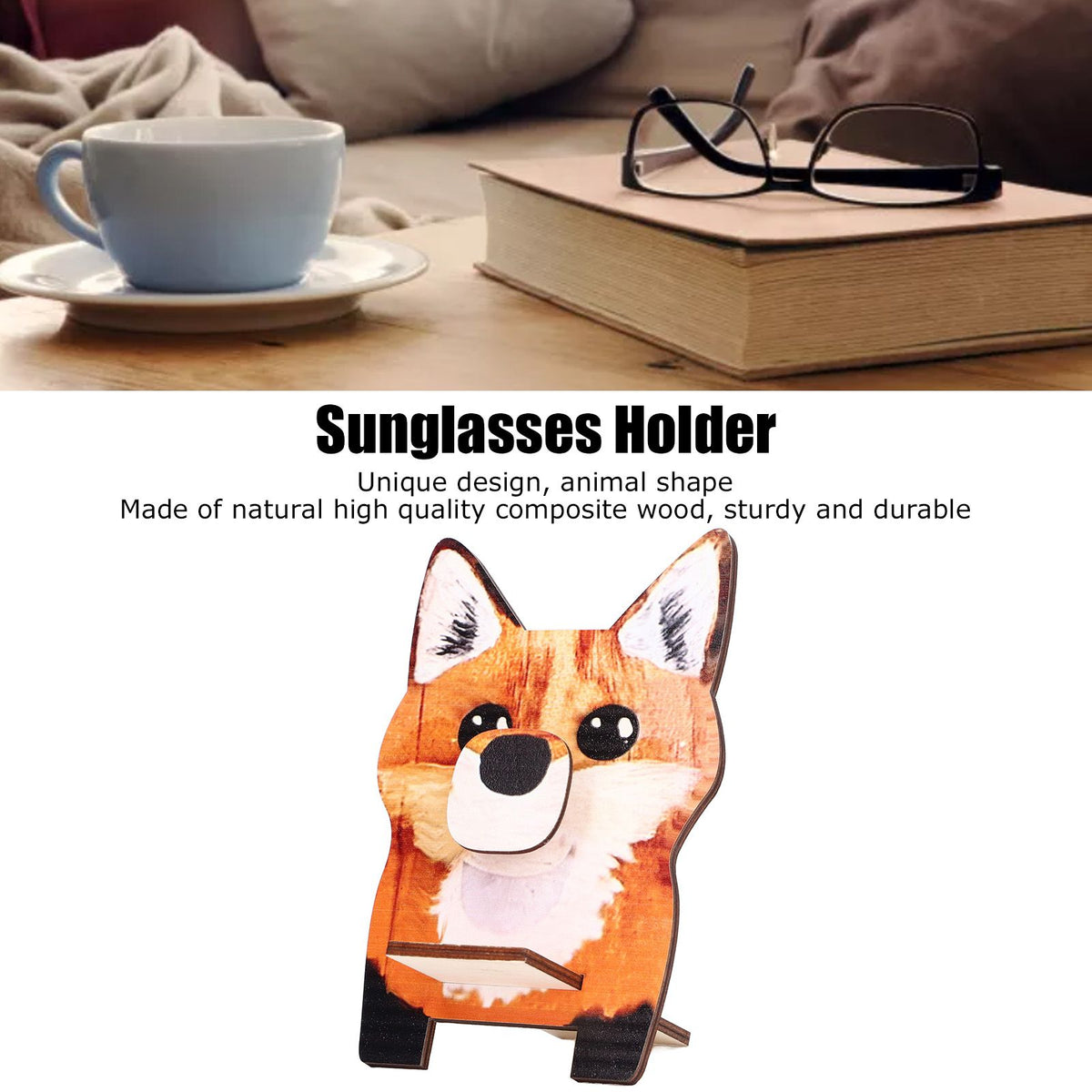 Animal Shape Glasses Holder Unique Beautiful Design Natural Odorless Composite Wood Eyeglasses Display StandFoxes