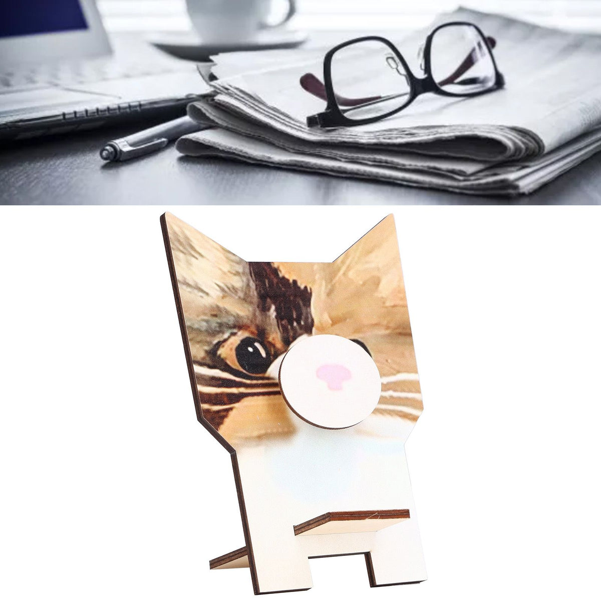 Animal Shape Glasses Holder Unique Beautiful Design Natural Odorless Composite Wood Eyeglasses Display StandCat