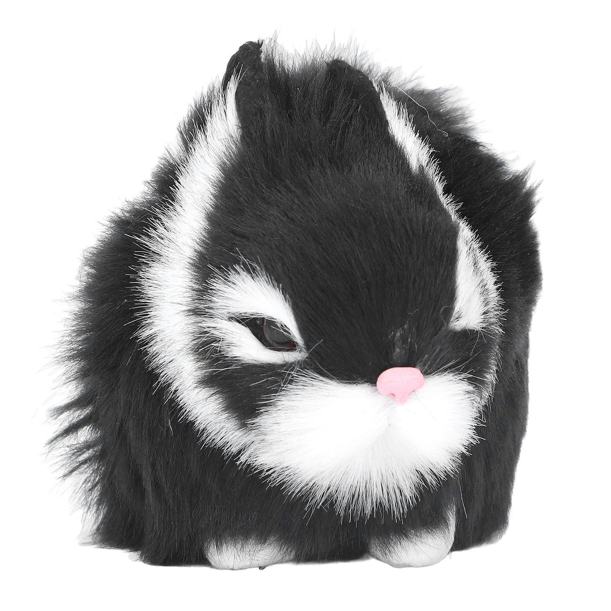 Miniature Plush Rabbits Plastic Plush Material Soft Comfortable Durable Rabbits Stuffed Doll for Table DecorationBlack