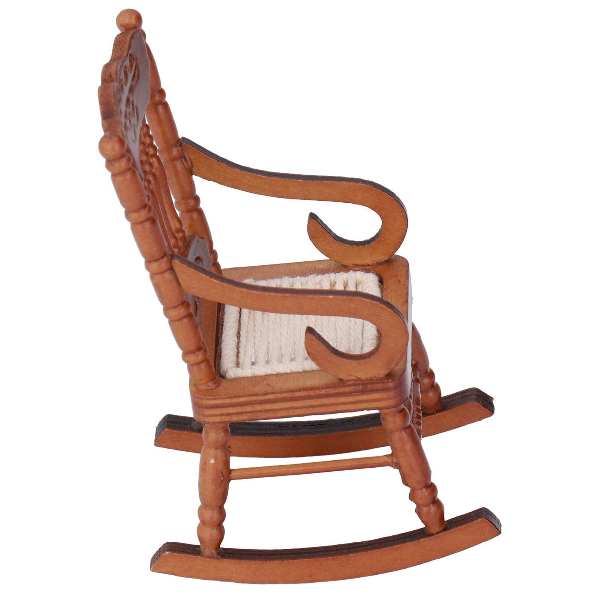 Dollhouse Miniature Chair Exquisite Details Bright Color Miniature Dollhouse Wooden Furniture for 1:12 DollhouseBrown