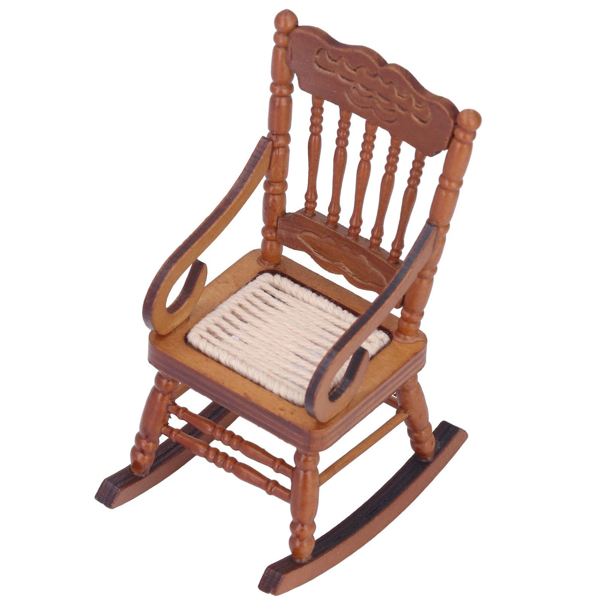 Dollhouse Miniature Chair Exquisite Details Bright Color Miniature Dollhouse Wooden Furniture for 1:12 DollhouseBrown