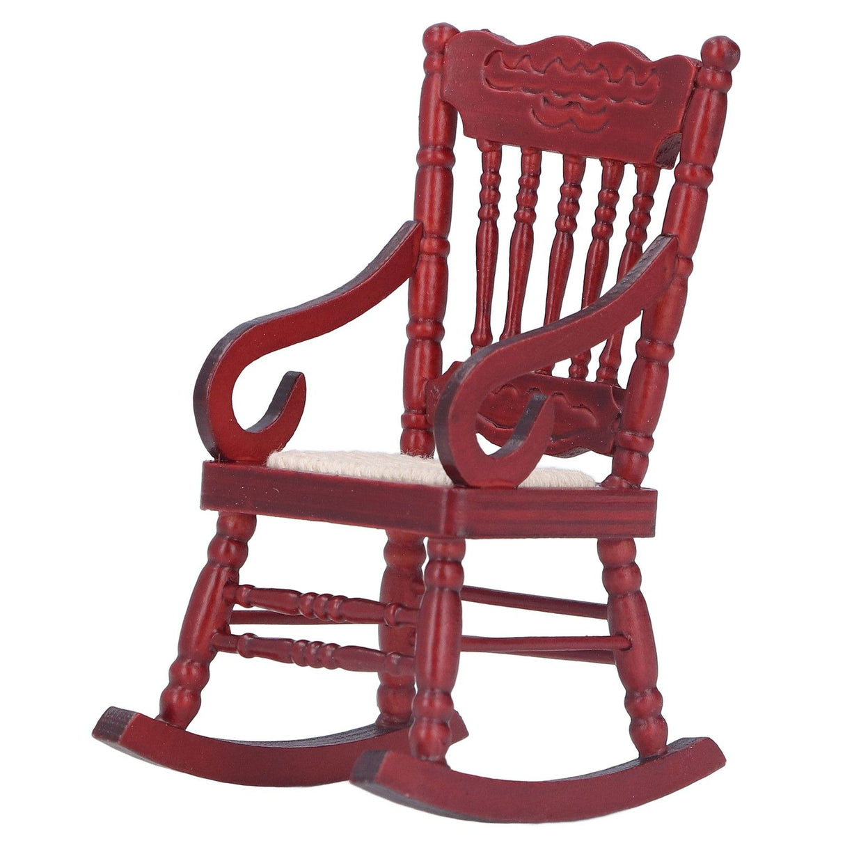 Dollhouse Miniature Chair Exquisite Details Bright Color Miniature Dollhouse Wooden Furniture for 1:12 DollhouseMahogany Color