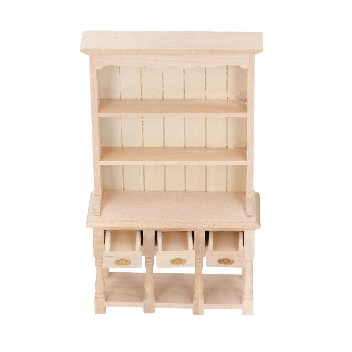 Dollhouse Bookshelf 1/12 Scale 3 Layer Drawer Design Classic Pure Colors DIY Coloring Miniature Bookcase for Gift