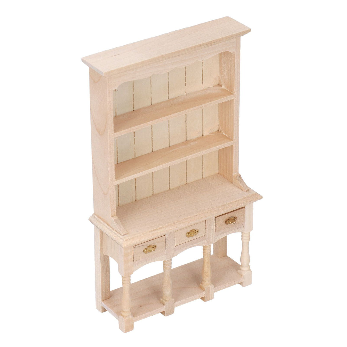 Dollhouse Bookshelf 1/12 Scale 3 Layer Drawer Design Classic Pure Colors DIY Coloring Miniature Bookcase for Gift