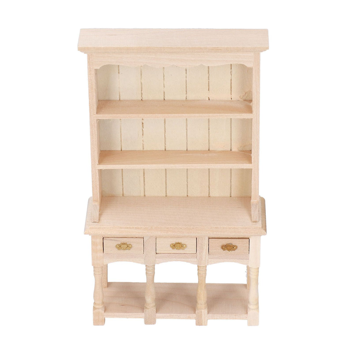 Dollhouse Bookshelf 1/12 Scale 3 Layer Drawer Design Classic Pure Colors DIY Coloring Miniature Bookcase for Gift