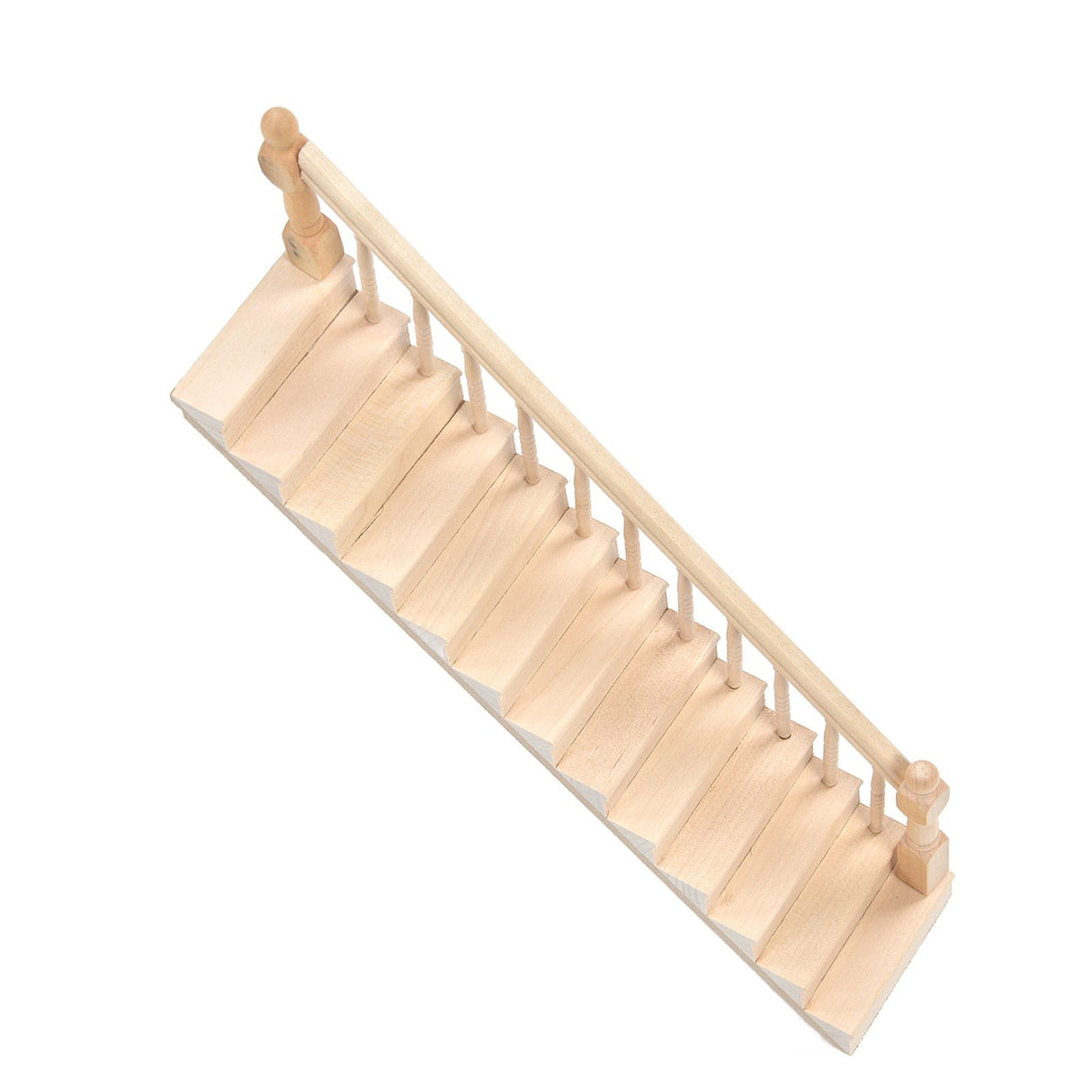 Doll House Stairs Glossy Rounded Corners Birch Material DIY Vivd Cute 1/12 Scale Miniature Staircase for CraftsRight
