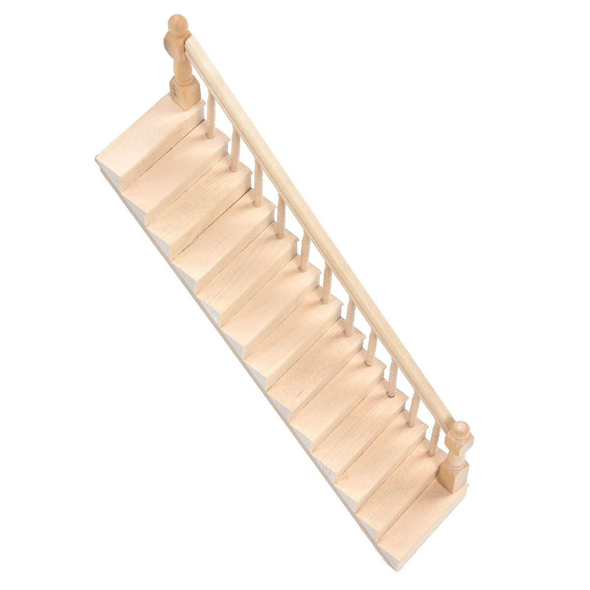 Doll House Stairs Glossy Rounded Corners Birch Material DIY Vivd Cute 1/12 Scale Miniature Staircase for CraftsRight
