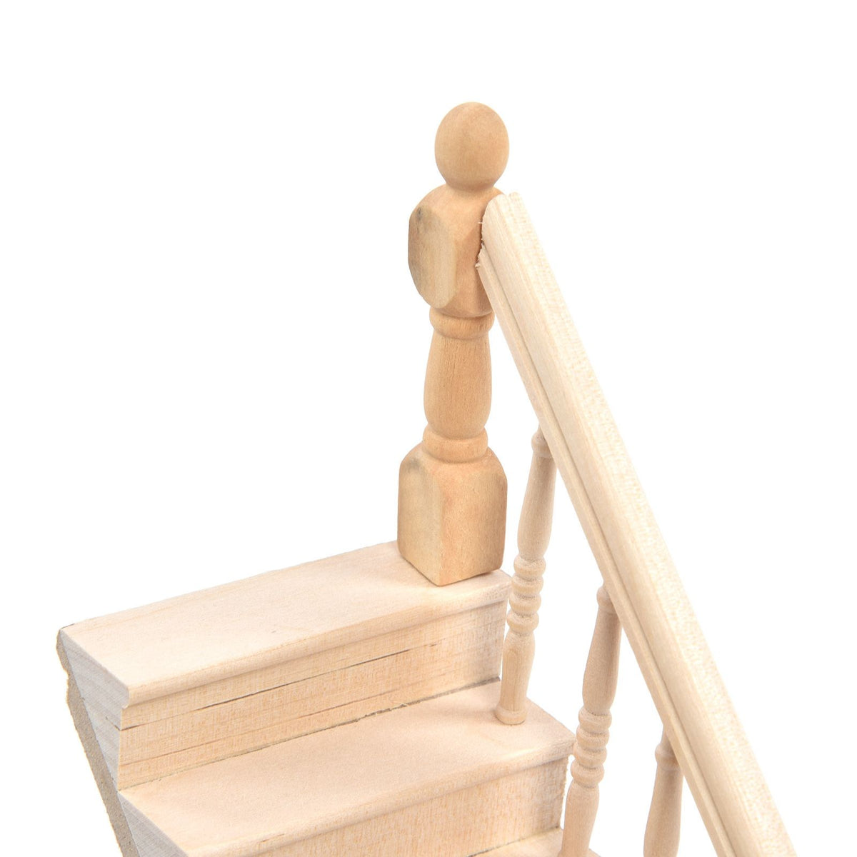 Doll House Stairs Glossy Rounded Corners Birch Material DIY Vivd Cute 1/12 Scale Miniature Staircase for CraftsRight