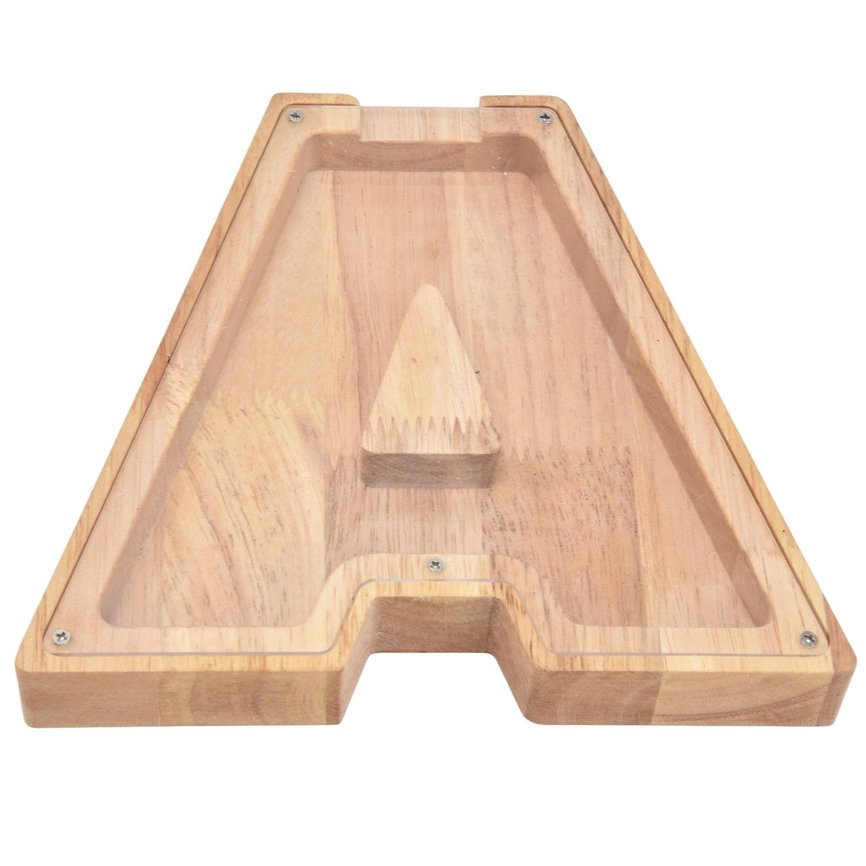 Wooden Bank DIY Making Birch Wood Plastic Material Letter A Shape Transparent Appearance Decorative Change Bank for Kid