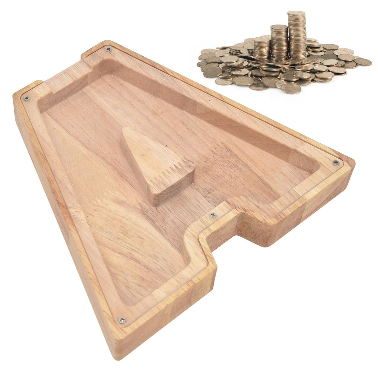 Wooden Bank DIY Making Birch Wood Plastic Material Letter A Shape Transparent Appearance Decorative Change Bank for Kid