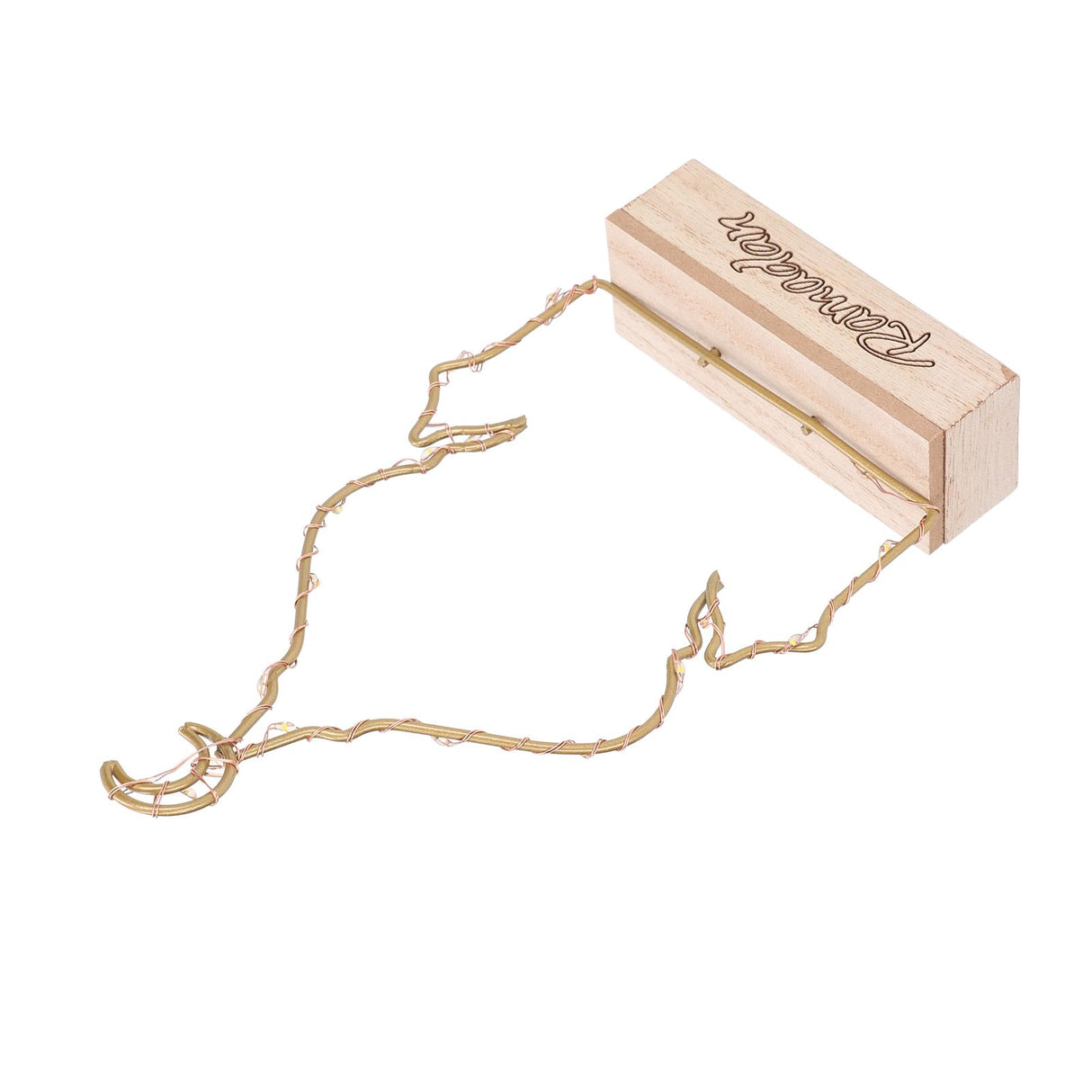 LED Ramadan Ornament Wooden Muslin Ramadan Crafts Light Festival Decoration for Household