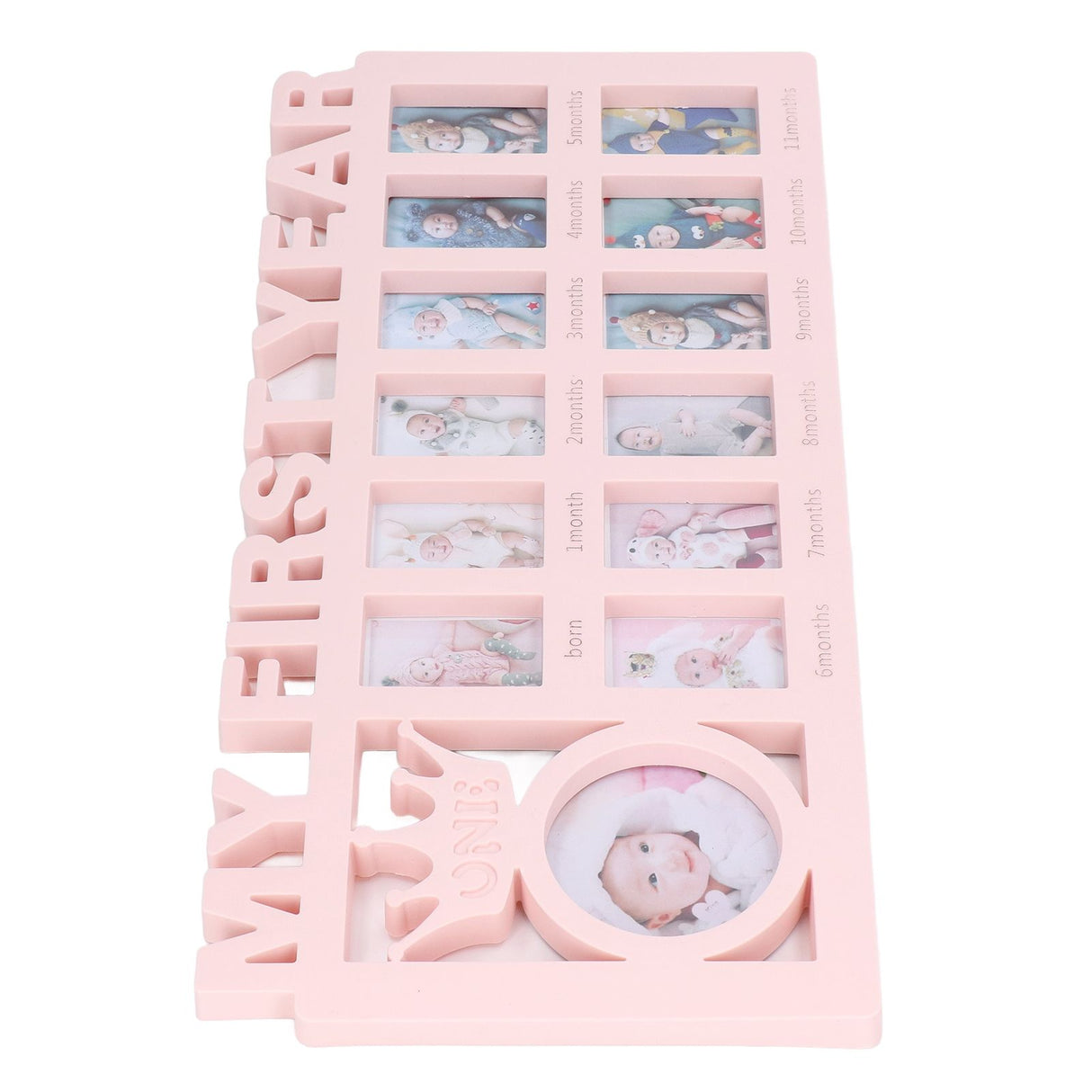 Newborn Photo Frame Durable Polished 12 Small Picture Frames Record Baby's Monthly Growth Baby Photo Frame for GiftPink