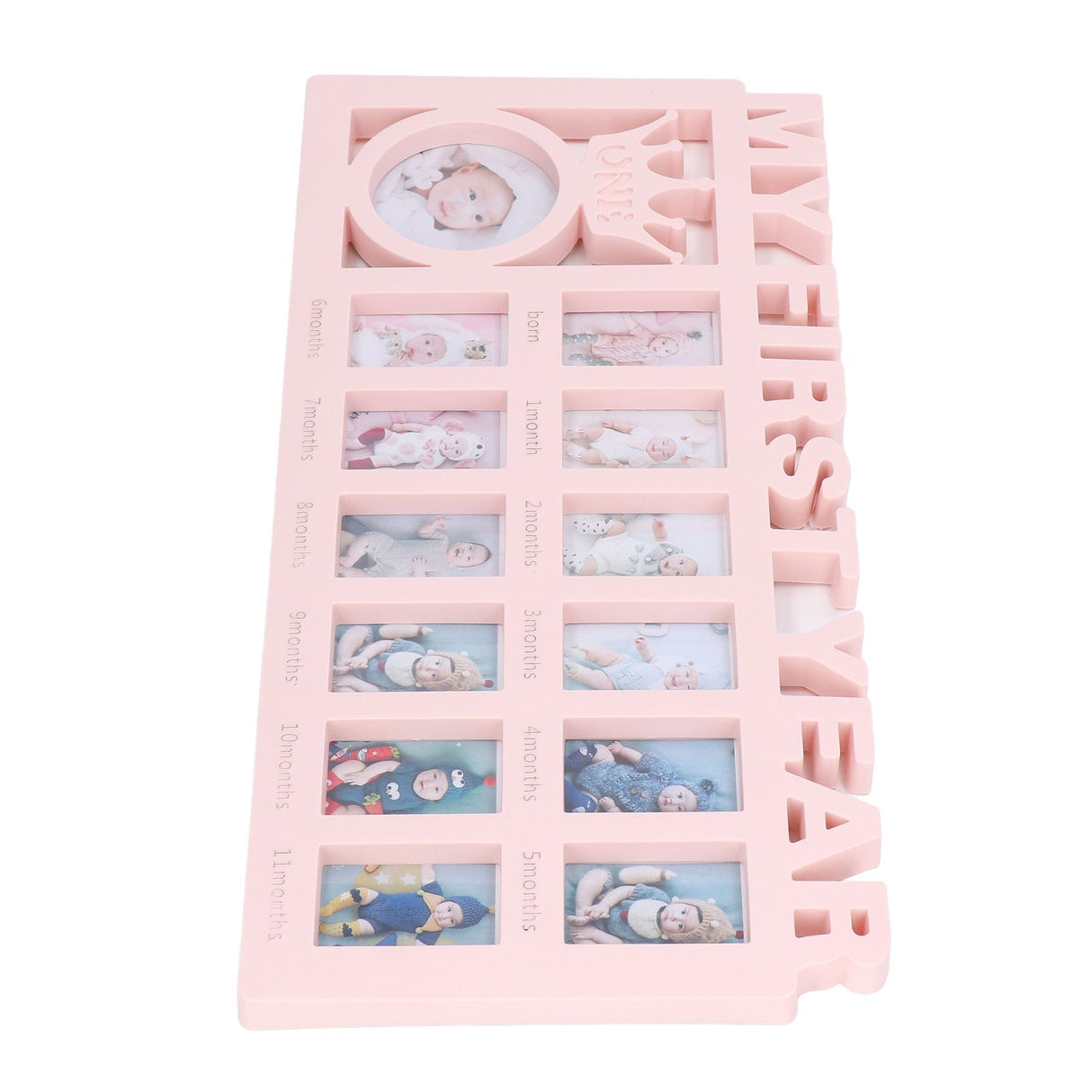 Newborn Photo Frame Durable Polished 12 Small Picture Frames Record Baby's Monthly Growth Baby Photo Frame for GiftPink