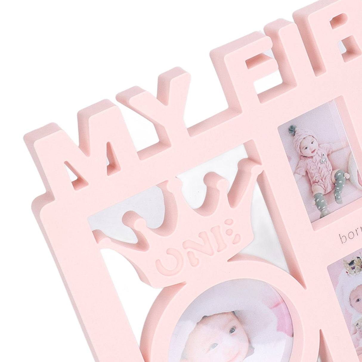 Newborn Photo Frame Durable Polished 12 Small Picture Frames Record Baby's Monthly Growth Baby Photo Frame for GiftPink