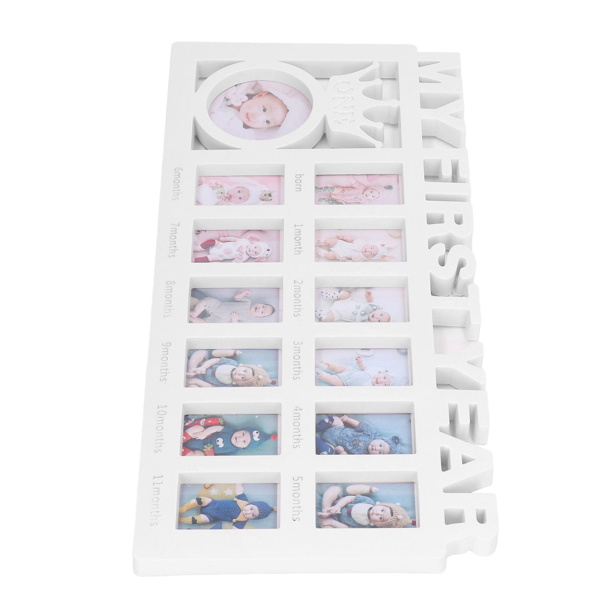 Newborn Photo Frame Durable Polished 12 Small Picture Frames Record Baby's Monthly Growth Baby Photo Frame for GiftWhite