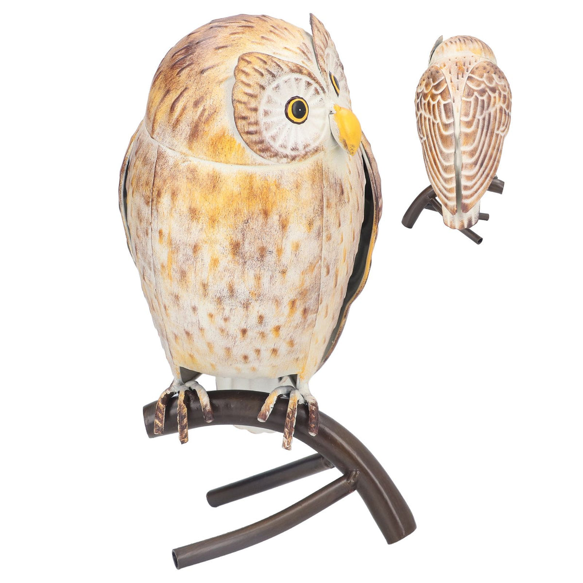 Owl Sculpture Iron Lifelike Decorative Desk Owl Statue Crafts Ornament for Garden Home Office