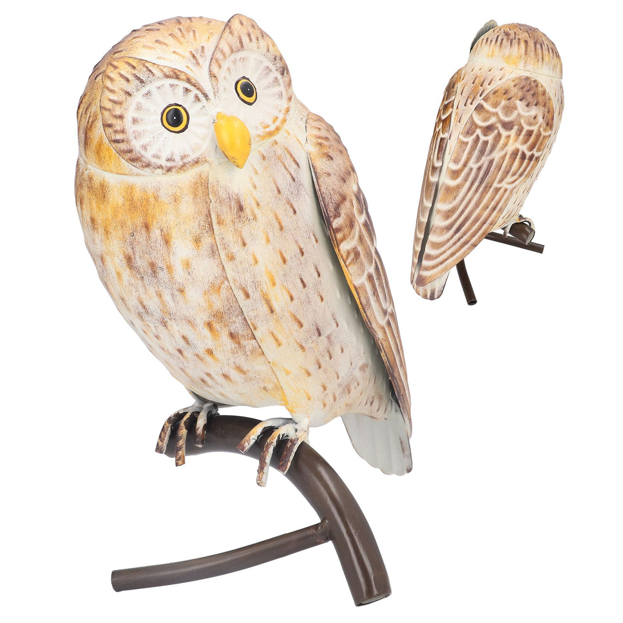Owl Sculpture Iron Lifelike Decorative Desk Owl Statue Crafts Ornament for Garden Home Office