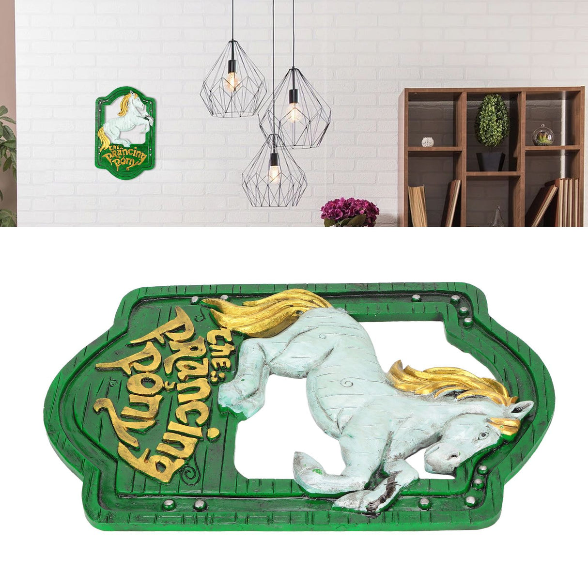 Wall Sign Synthetic Resin Horse Pattern Wall Mounted Signage Decoration for Home Office