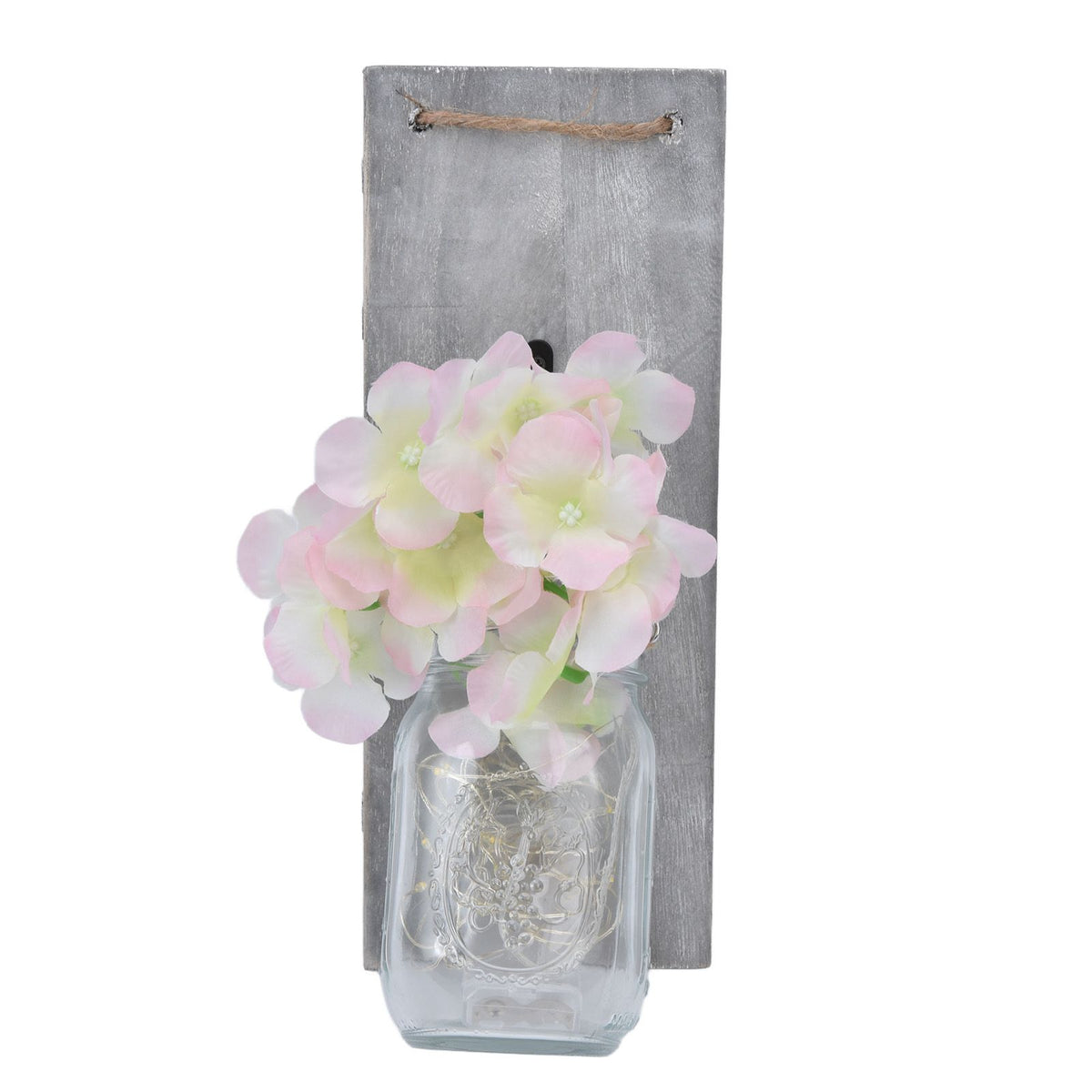 Wall Jar Decor Retro Style Glass Bottle Lamp Silk Flower Decoration for Home Door