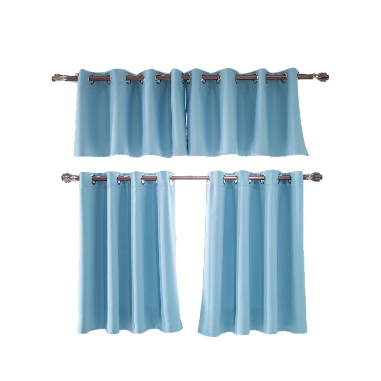 Blackout Curtains Polyester Sky Blue Thermal Insulated Bedroom Darkening Curtain for Living Room