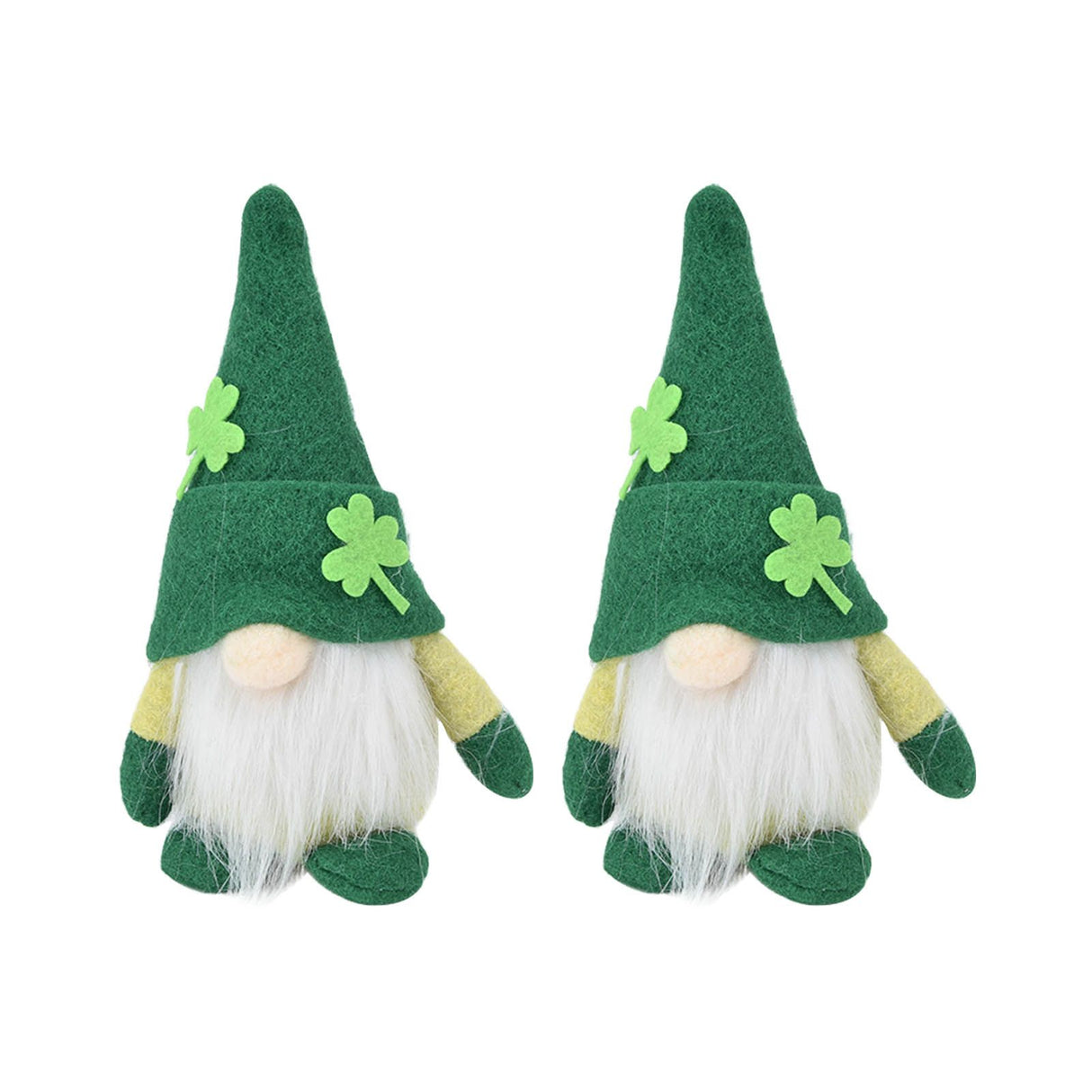 2pcs Gnomes Doll Handmade Cute Faceless Green Hat St. Patrick's Day Ornament Plush Dwarf Doll for Sofa Dining Table(Men's Style )