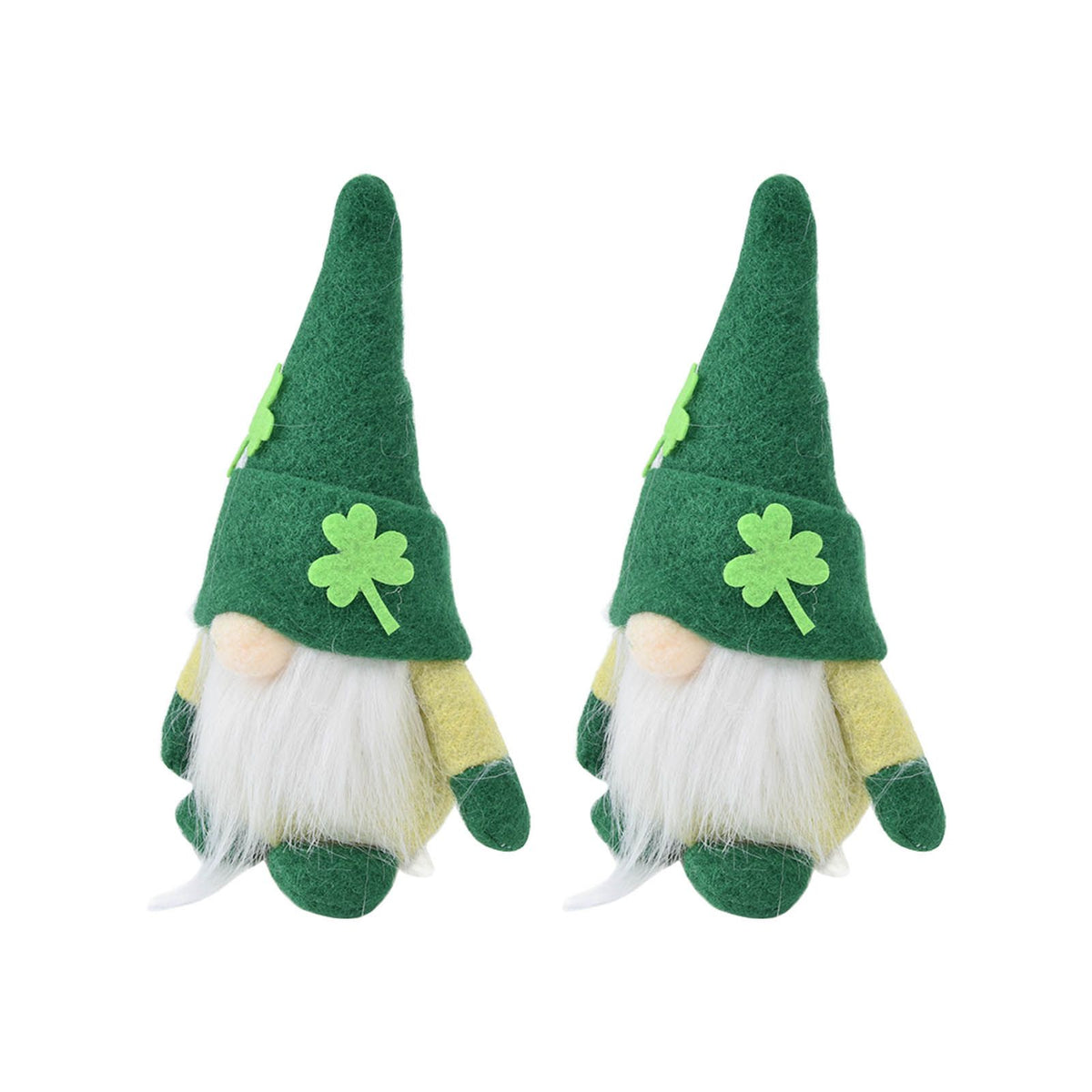 2pcs Gnomes Doll Handmade Cute Faceless Green Hat St. Patrick's Day Ornament Plush Dwarf Doll for Sofa Dining Table(Men's Style )