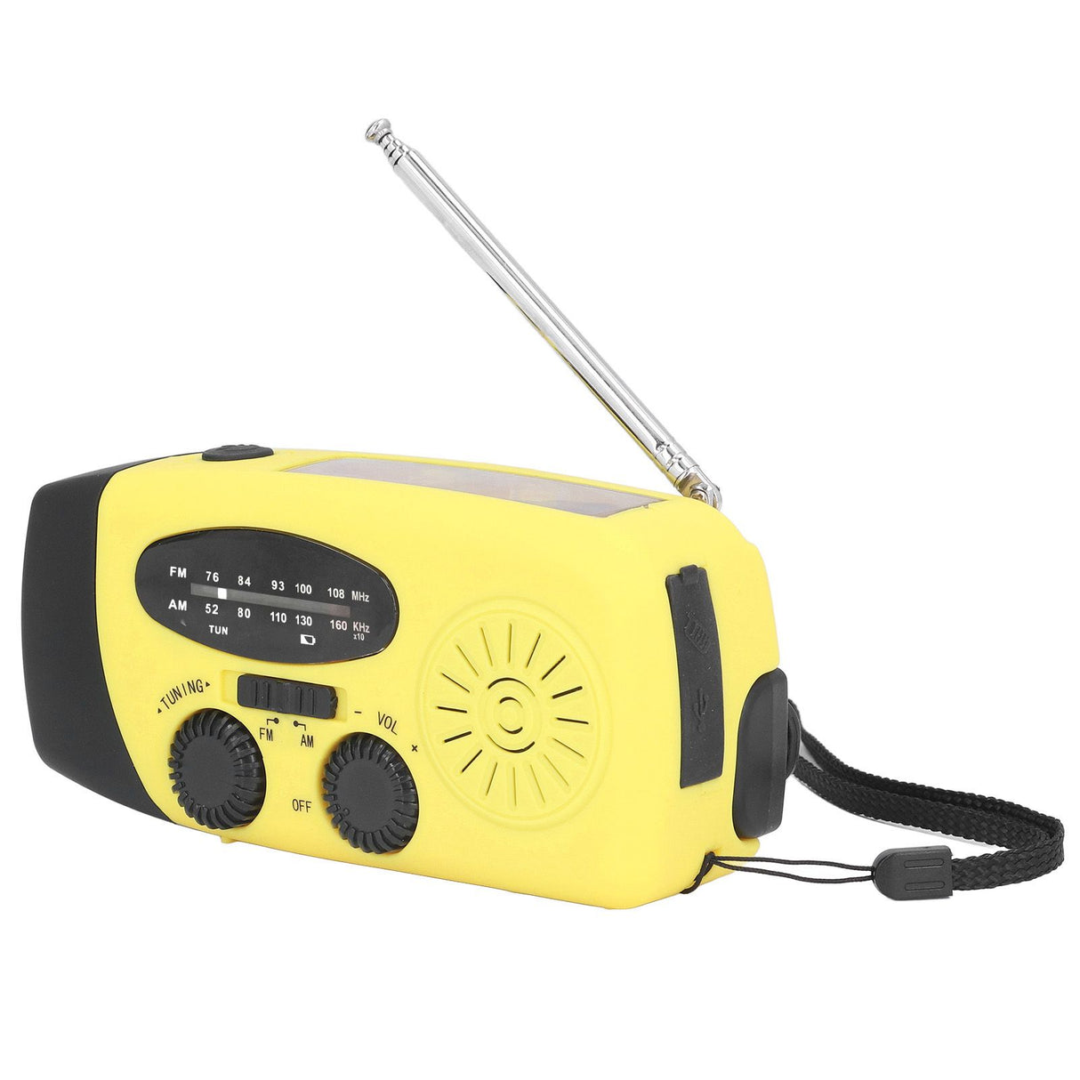 Hand Crank Solar Radio Multifunctional Emergency Radio LED Radio with Flashlight for Outdoor CampingYellow Japanese