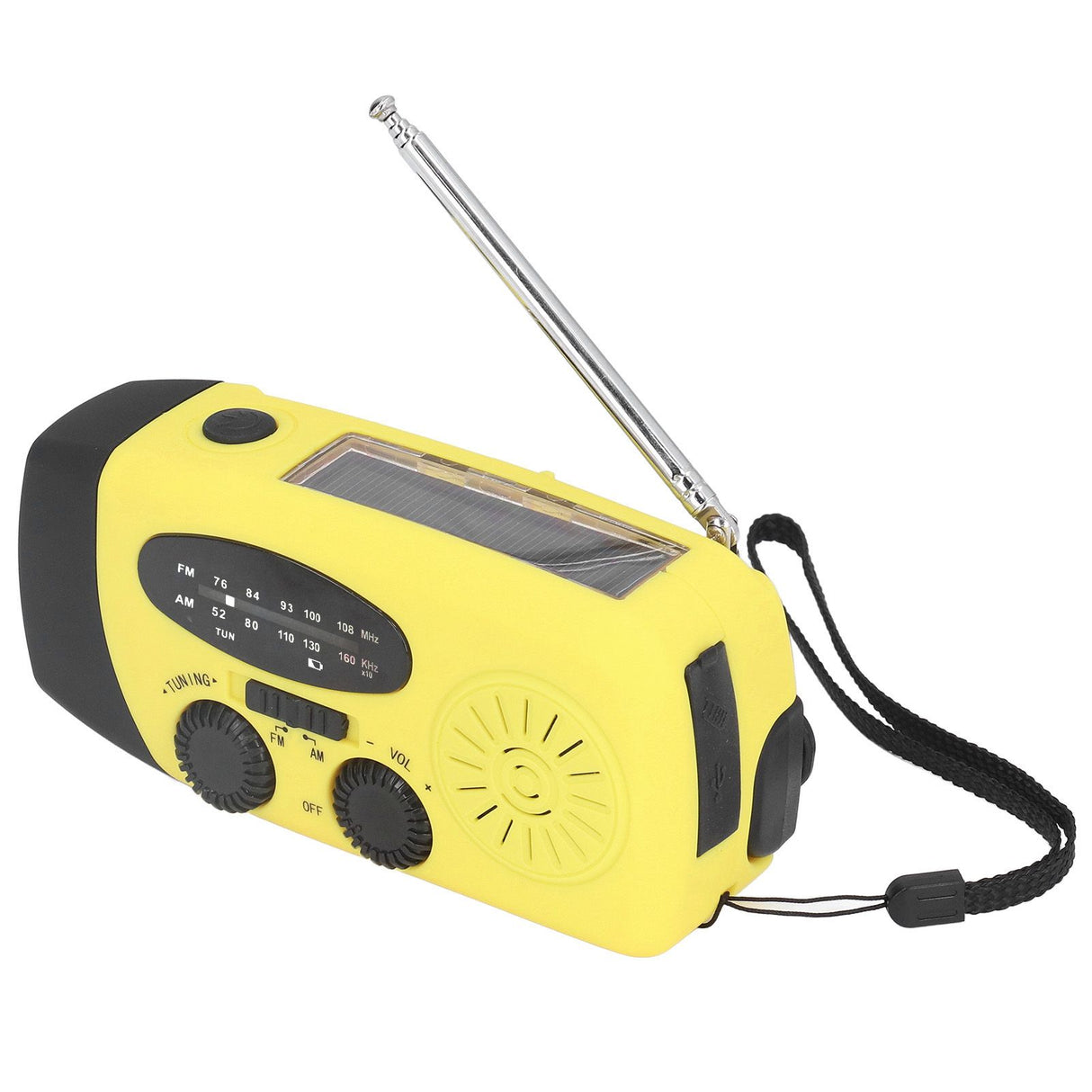 Hand Crank Solar Radio Multifunctional Emergency Radio LED Radio with Flashlight for Outdoor CampingYellow Japanese
