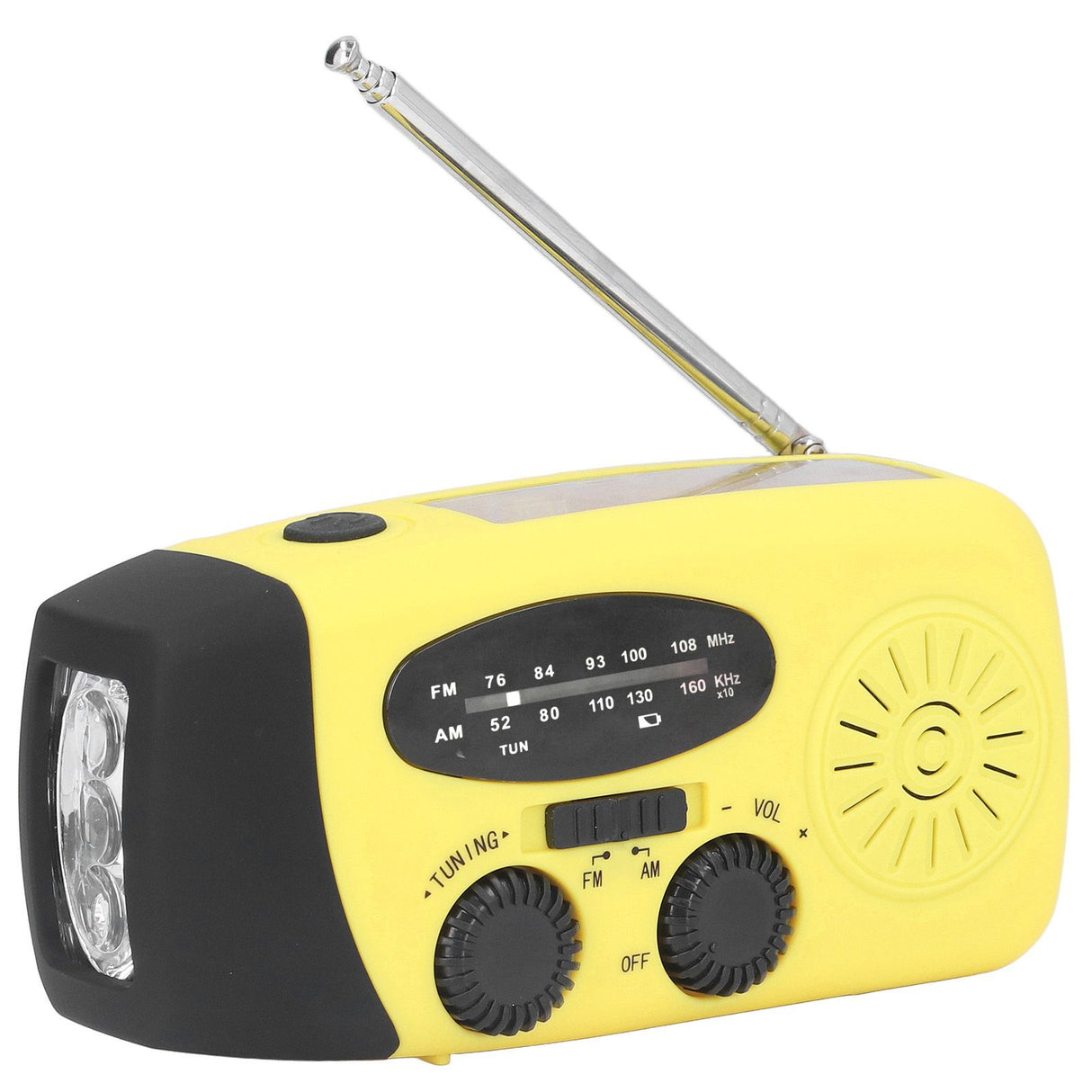 Hand Crank Solar Radio Multifunctional Emergency Radio LED Radio with Flashlight for Outdoor CampingYellow Japanese
