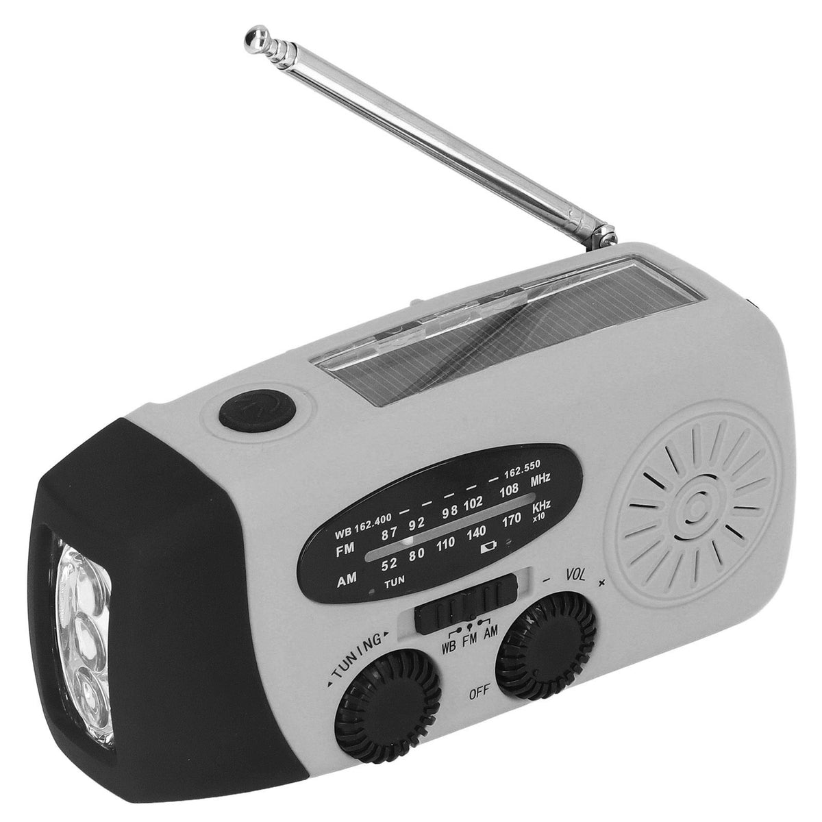 Hand Crank Solar Radio Multifunctional Emergency Radio LED Radio with Flashlight for Outdoor CampingSilver Gray America