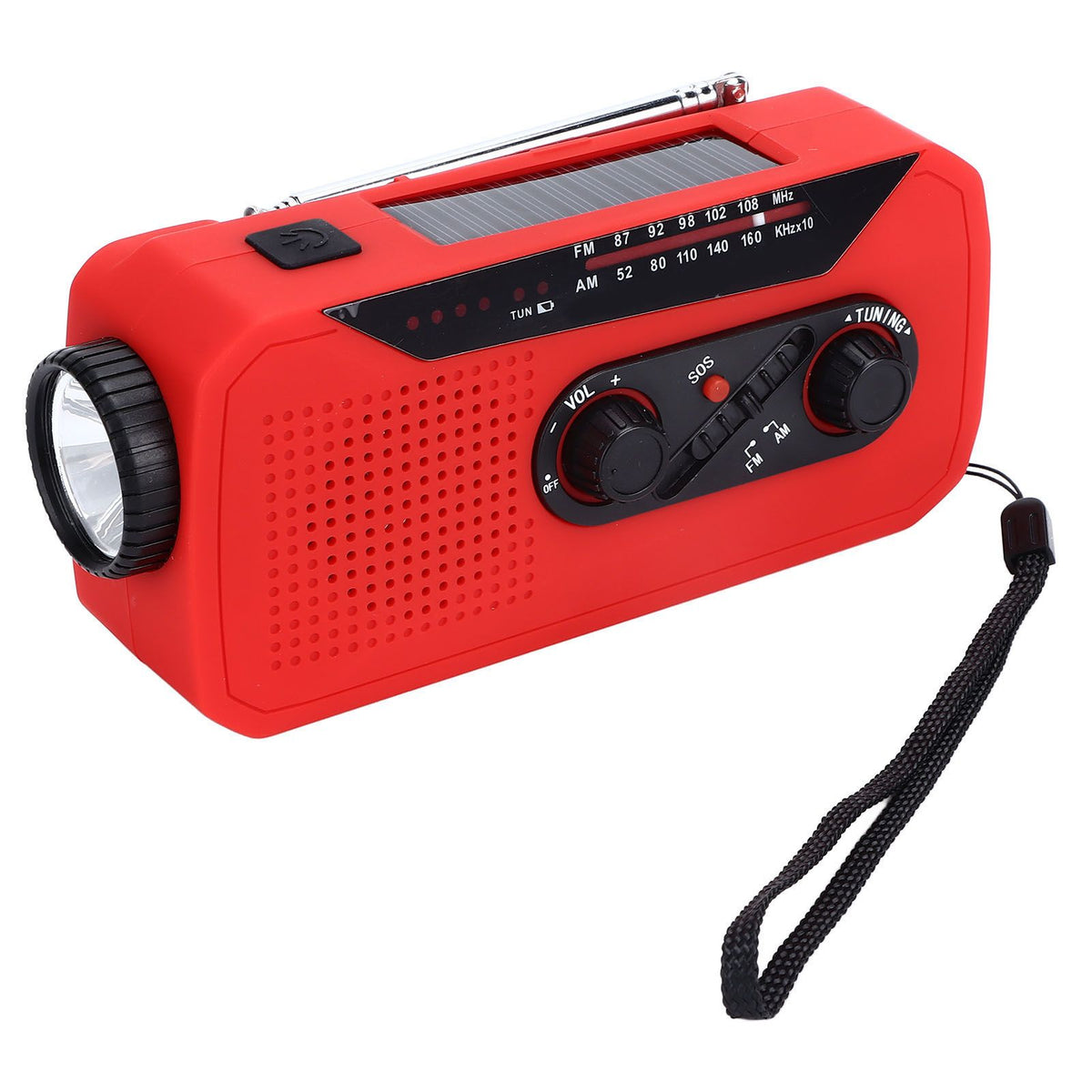 Emergency Radio Hand Power Generation Solar Radio with LED Flashlight 2000mah Charging for Camping HikingRed EU Type
