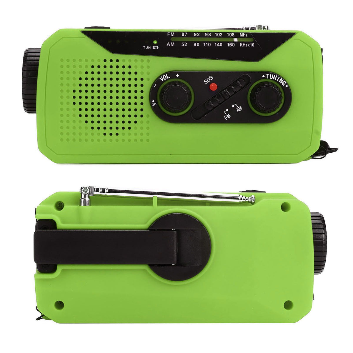 Emergency Radio Hand Power Generation Solar Radio with LED Flashlight 2000mah Charging for Camping HikingGreen EU Type