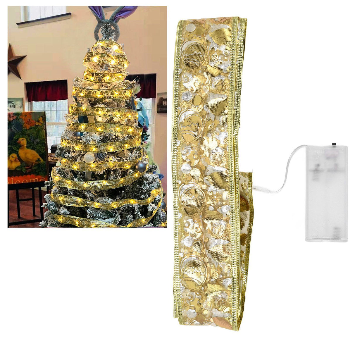 Ribbon Fairy LED Lights Gold Easter Decoration String Shining Ribbon Fairy Lights 5M