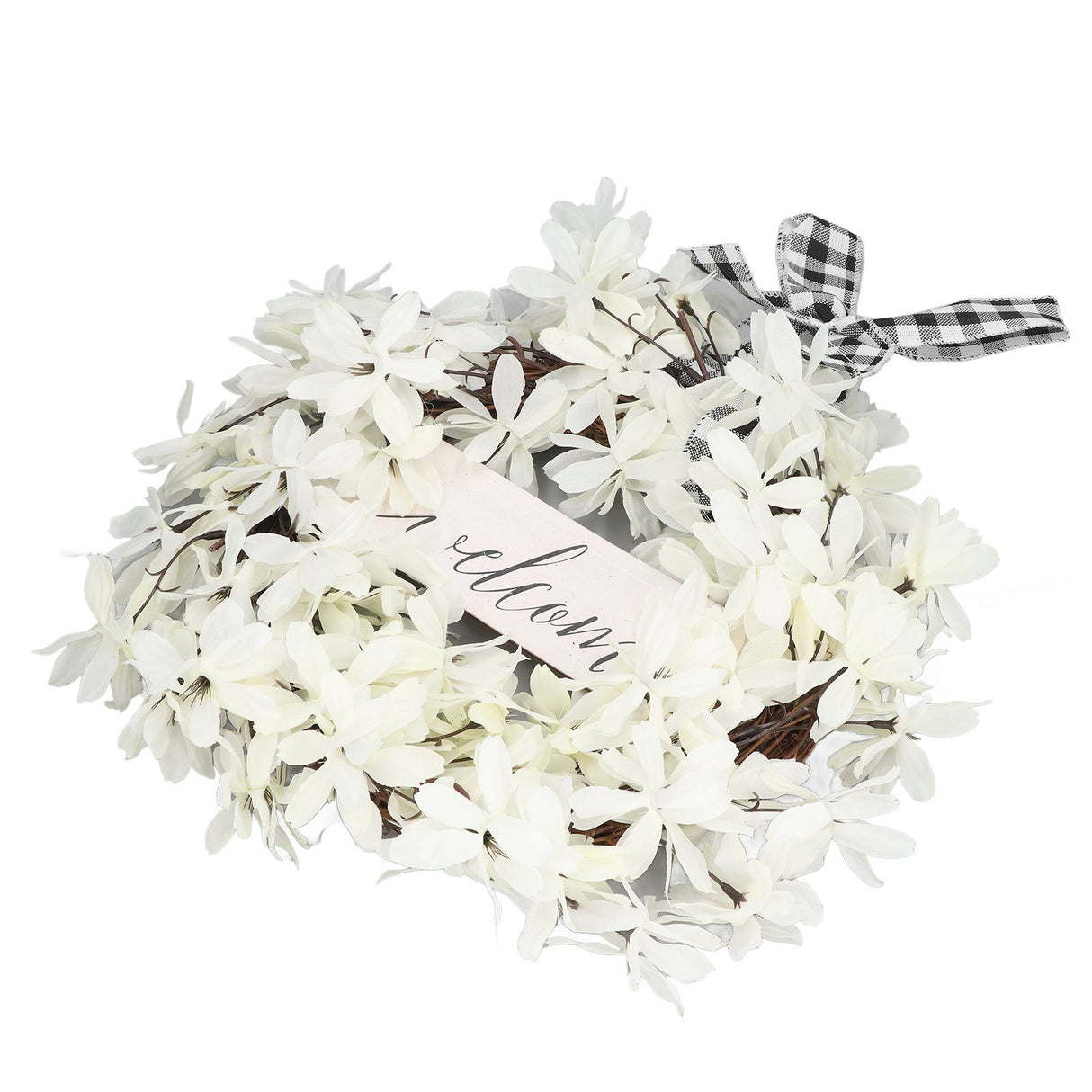 Imitation White Dogwood Wreath Simulation Vibrant Wreath Decoration for Home Door