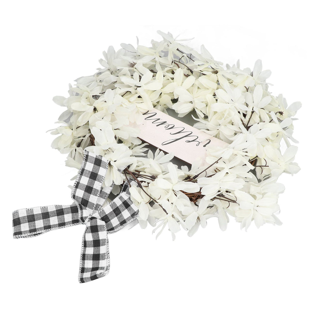 Imitation White Dogwood Wreath Simulation Vibrant Wreath Decoration for Home Door