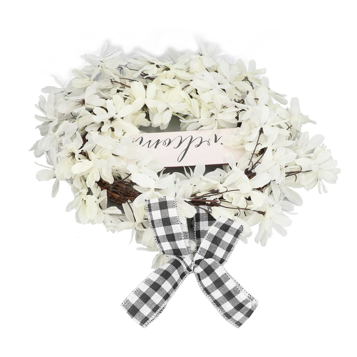 Imitation White Dogwood Wreath Simulation Vibrant Wreath Decoration for Home Door