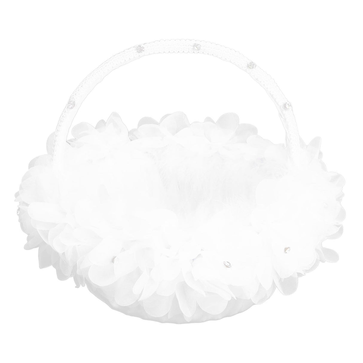 Wedding Flower Girl Basket Artificial Ostrich Feathers Lace Petal Western Wedding Flower Baskets for Wedding Party Photography Props